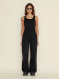 Fitted Rib Singlet - Black