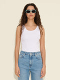 Fitted Rib Singlet - White