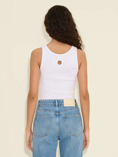 Fitted Rib Singlet - White