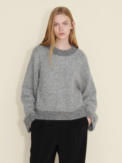 Tine Knit Crew Neck - Dk. Grey Mix