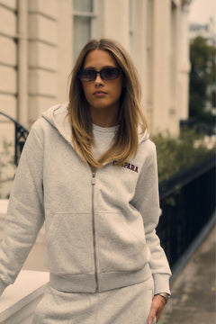 W. Varsity Zip Hoodie - Grey/Burgundy