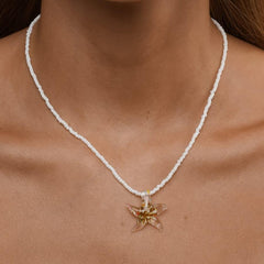 Serafina Glass Starfish Necklace - Yellow