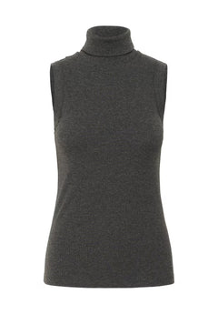 DagnaIW Melange Rollneck Top - Dark Grey Melange