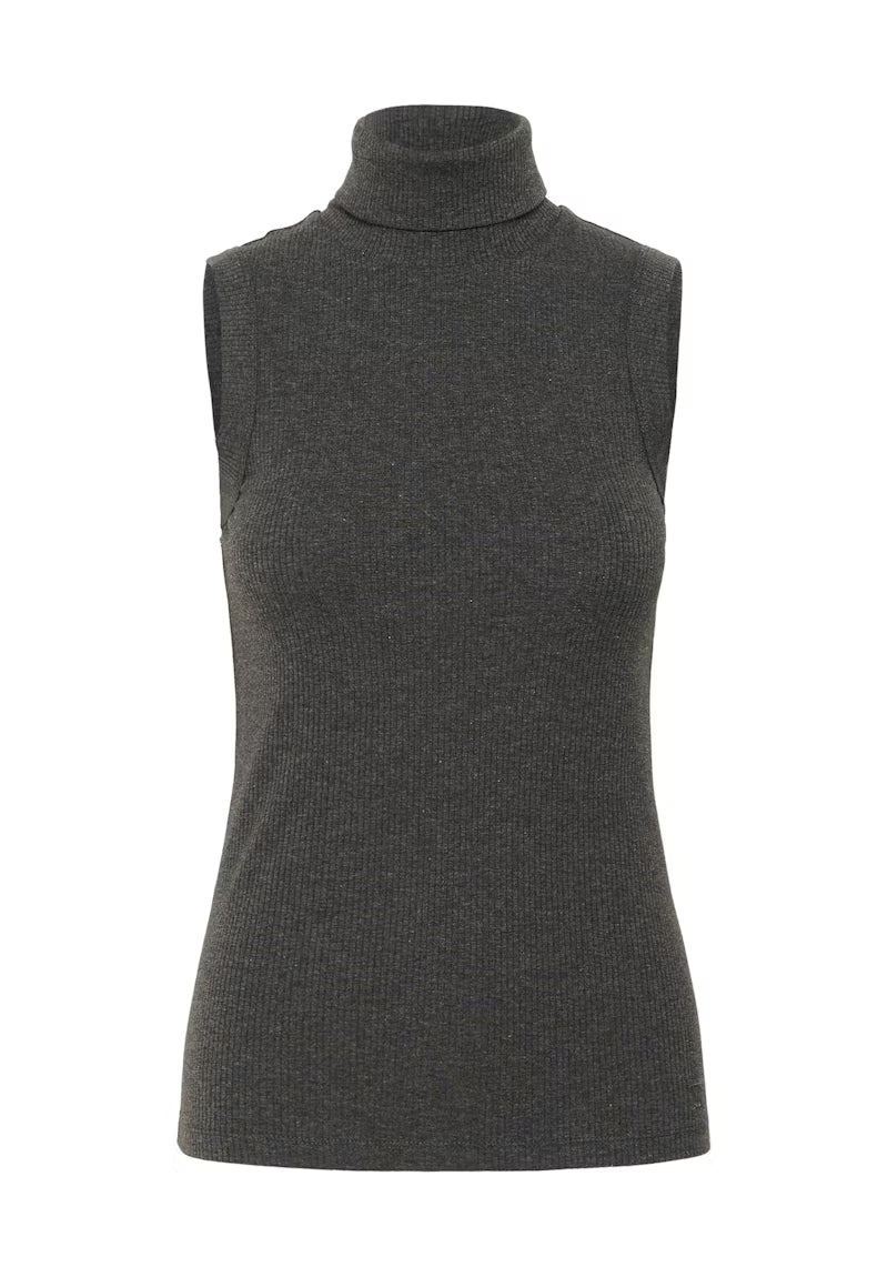 DagnaIW Melange Rollneck Top - Dark Grey Melange