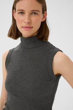 DagnaIW Melange Rollneck Top - Dark Grey Melange