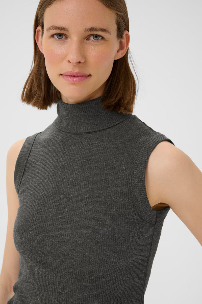 DagnaIW Melange Rollneck Top - Dark Grey Melange