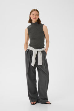 DagnaIW Melange Rollneck Top - Dark Grey Melange