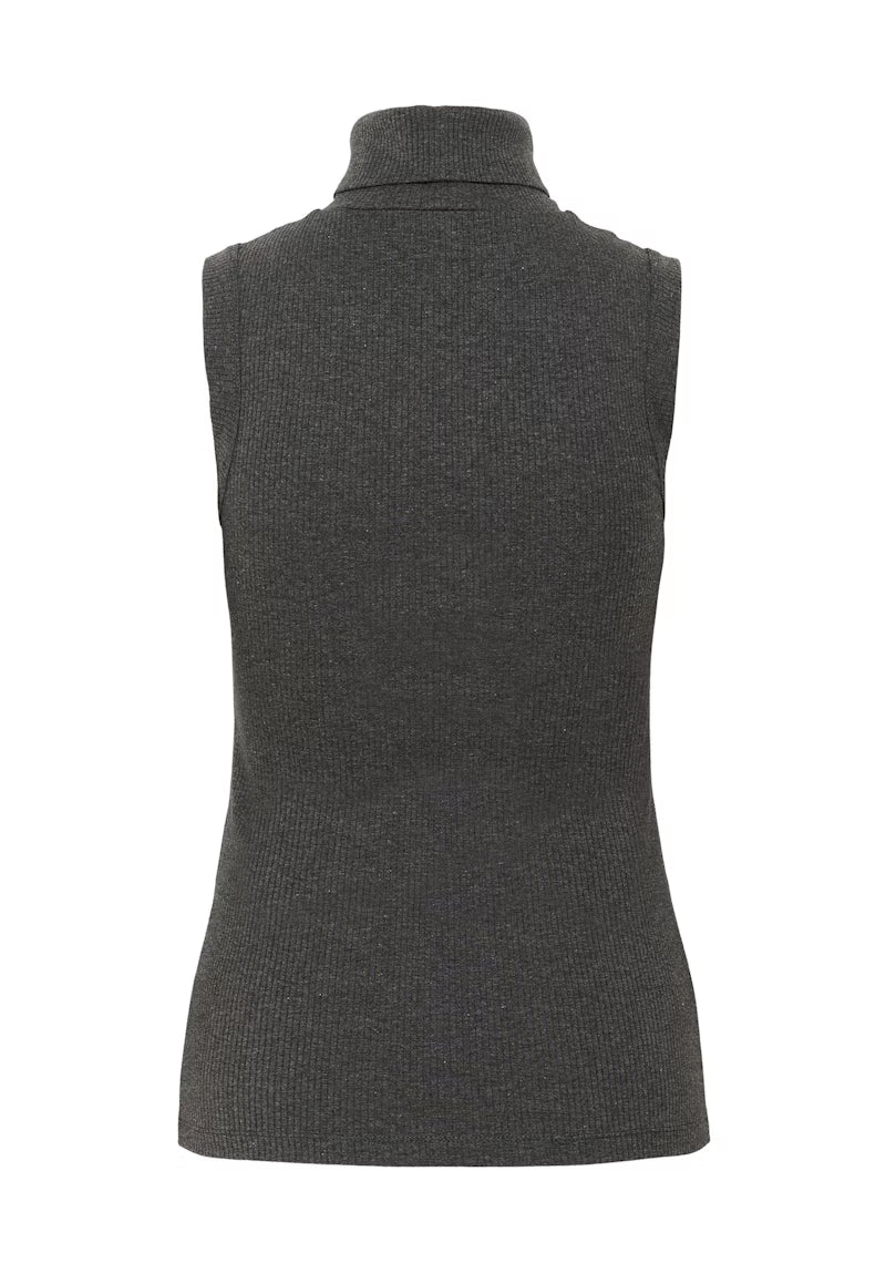 DagnaIW Melange Rollneck Top - Dark Grey Melange