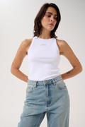 GZdrew Rhinestone Logo Tank - Bright White