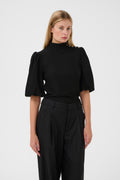 Gzrifa Button Balloon Top - Black