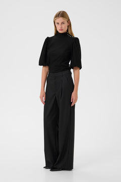 Gzrifa Button Balloon Top - Black