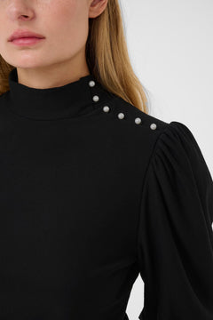 Gzrifa Button Balloon Top - Black