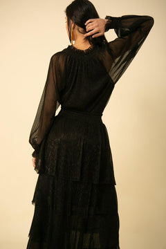 Nora Blouse Lurex Crinkle - Black