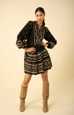 Audrey Dress W Embrodery - Black