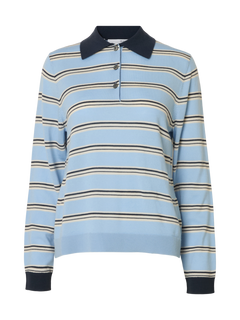 Thea Ls Knit Merino Collar Neck - Cerulean Birch + Outer Space