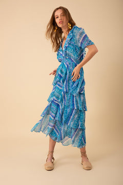 Caroline Dress Tiered Skirt - Teal