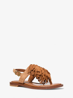 Indra Fringed Suede Sandal - Luggage