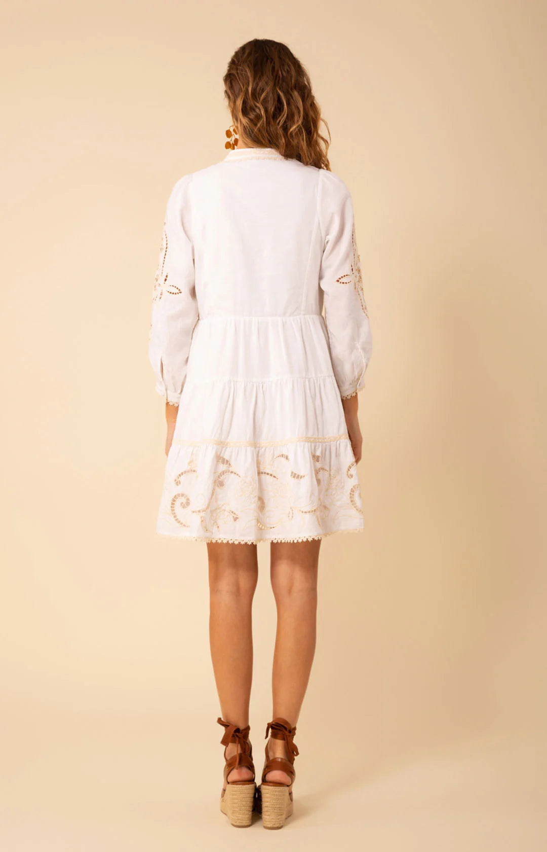 Aubree Dress W Embrodery - Ivory