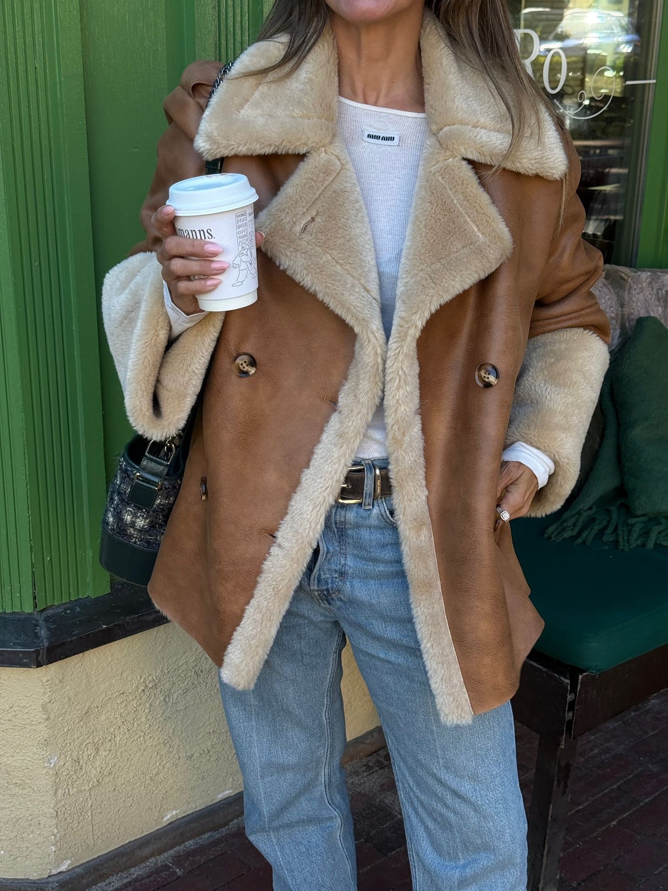 Marie Faux Shearling Jacket - Cognac