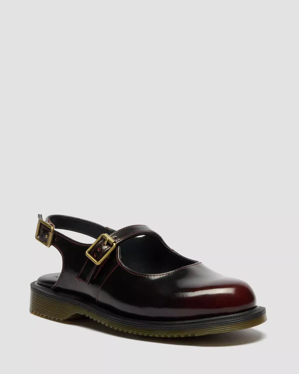 Madaline Mary Jane Rub Off Leather Sling Back Shoes - Cherry Red Arcadia