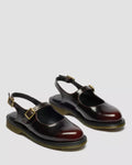 Madaline Mary Jane Rub Off Leather Sling Back Shoes - Cherry Red Arcadia