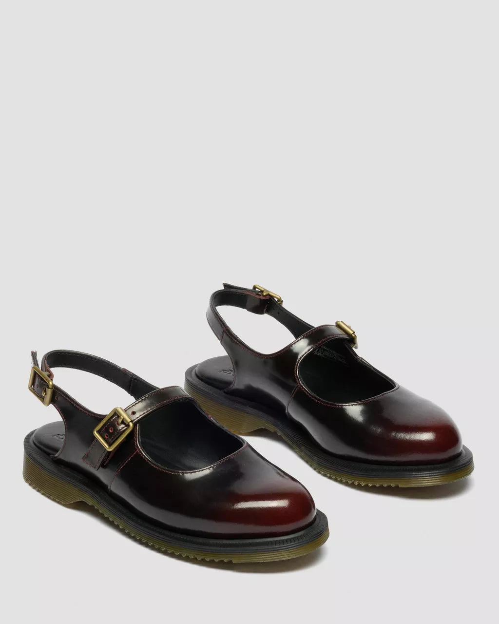 Madaline Mary Jane Rub Off Leather Sling Back Shoes - Cherry Red Arcadia