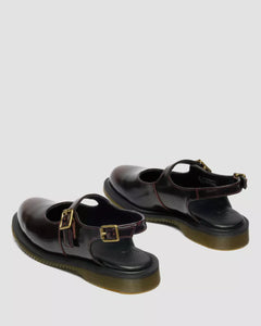 Madaline Mary Jane Rub Off Leather Sling Back Shoes - Cherry Red Arcadia