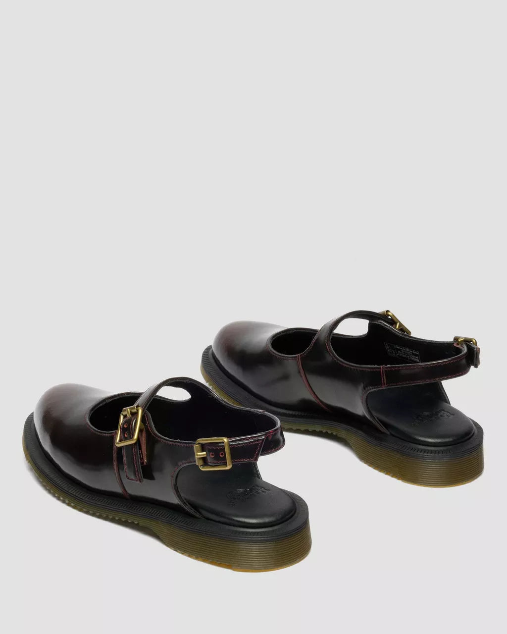 Madaline Mary Jane Rub Off Leather Sling Back Shoes - Cherry Red Arcadia