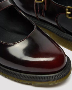 Madaline Mary Jane Rub Off Leather Sling Back Shoes - Cherry Red Arcadia