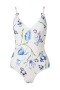 Nila V-Neck Crochet Trimmed Swimsuit - Tulip Blue