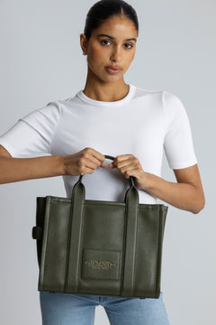The Leather Medium Tote - Forest