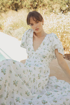 Romy Dress - Mint Rose Print