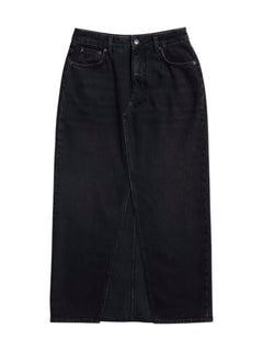 Denim Long Skirt - Black