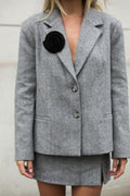 Lea Herringbone Mini Skirt - Light Grey