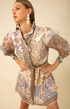 Samara Dress Short Linen - Ivory