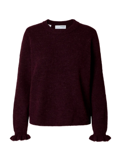 Lulu Ls Knit Frill Cuff O-Neck Noos - Fig