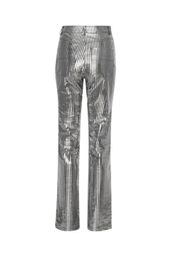 Striped Leather Pants - Black Comb.