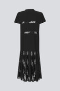 Lace Mix Pleat Dress - Black