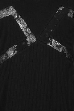 Lace Mix Pleat Dress - Black