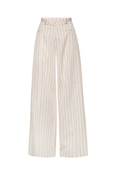 Wide Suiting Pants - Egret Comb