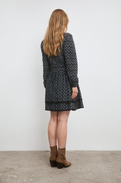 Lea Dress - Black Lupin Print
