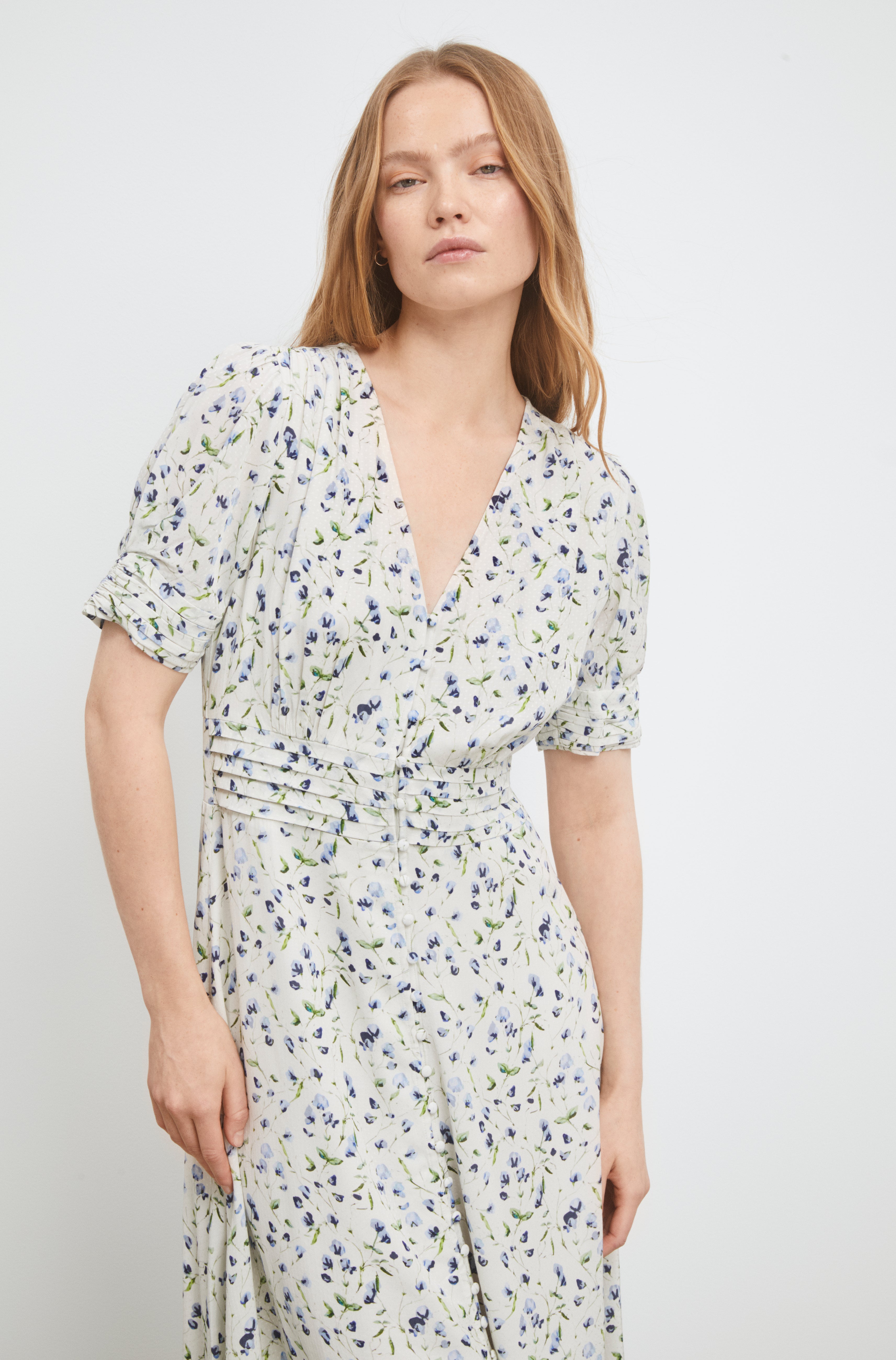 Athalia Dress - Blue Branch Print