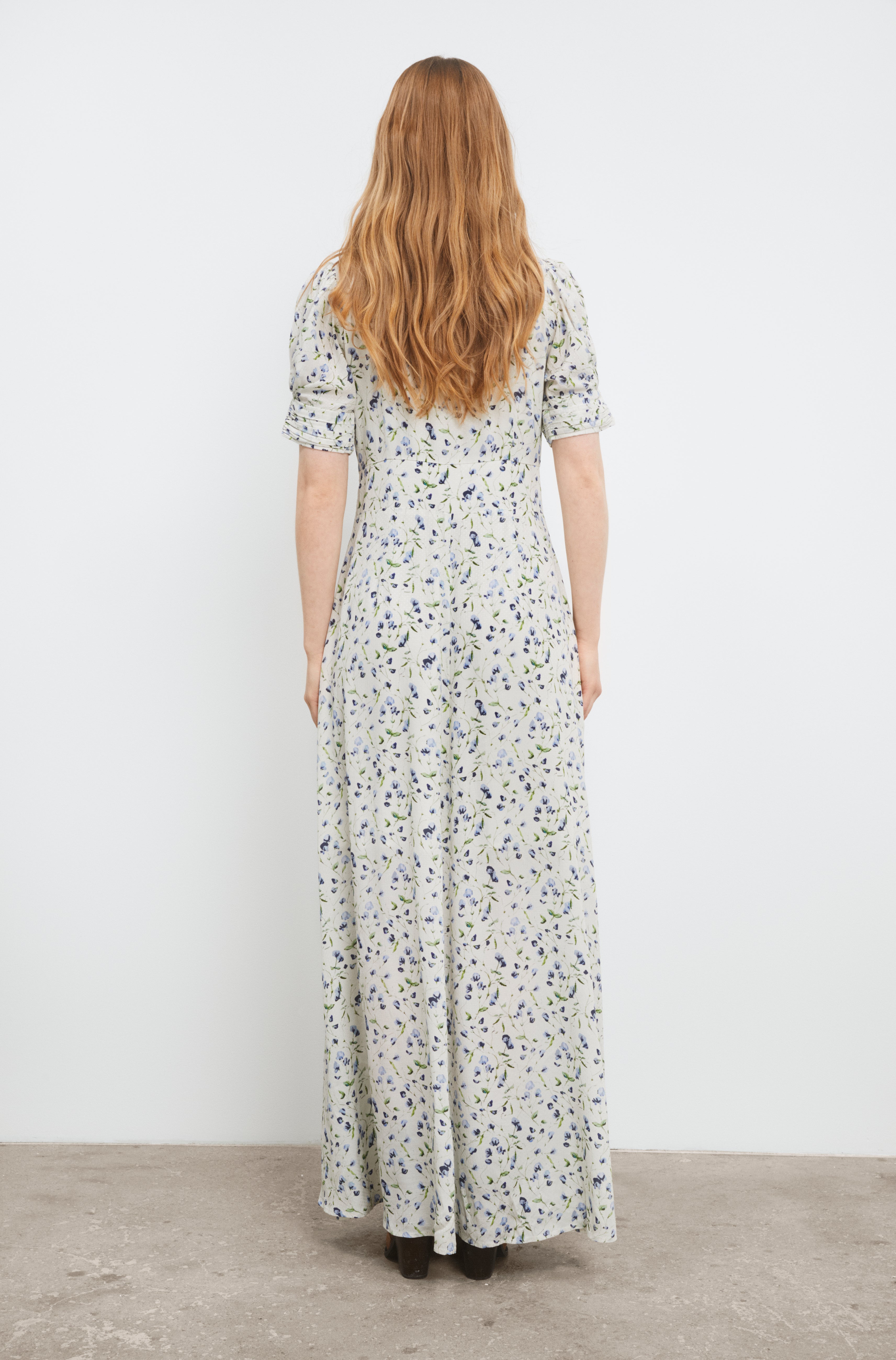 Athalia Dress - Blue Branch Print