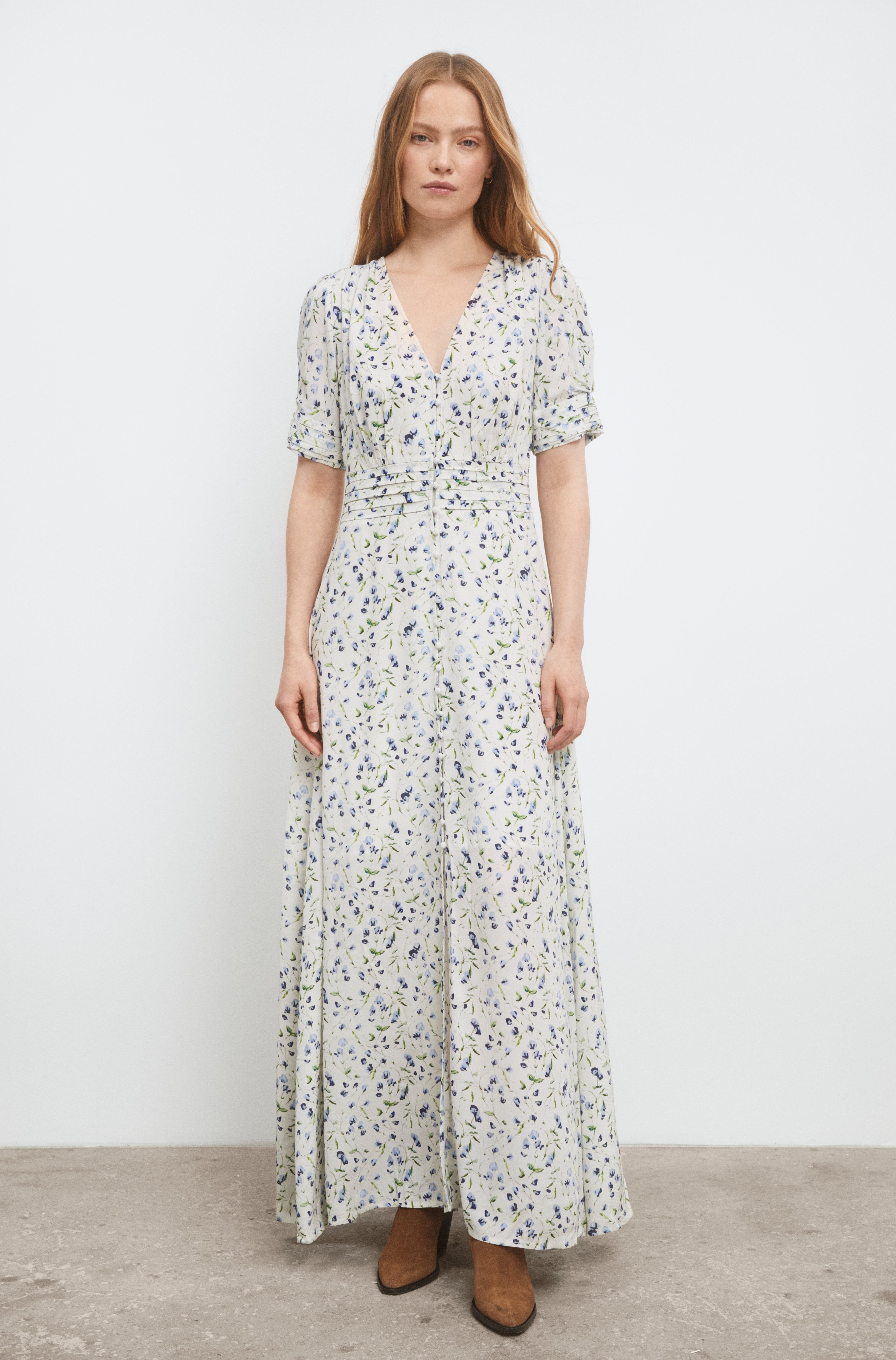 Athalia Dress - Blue Branch Print