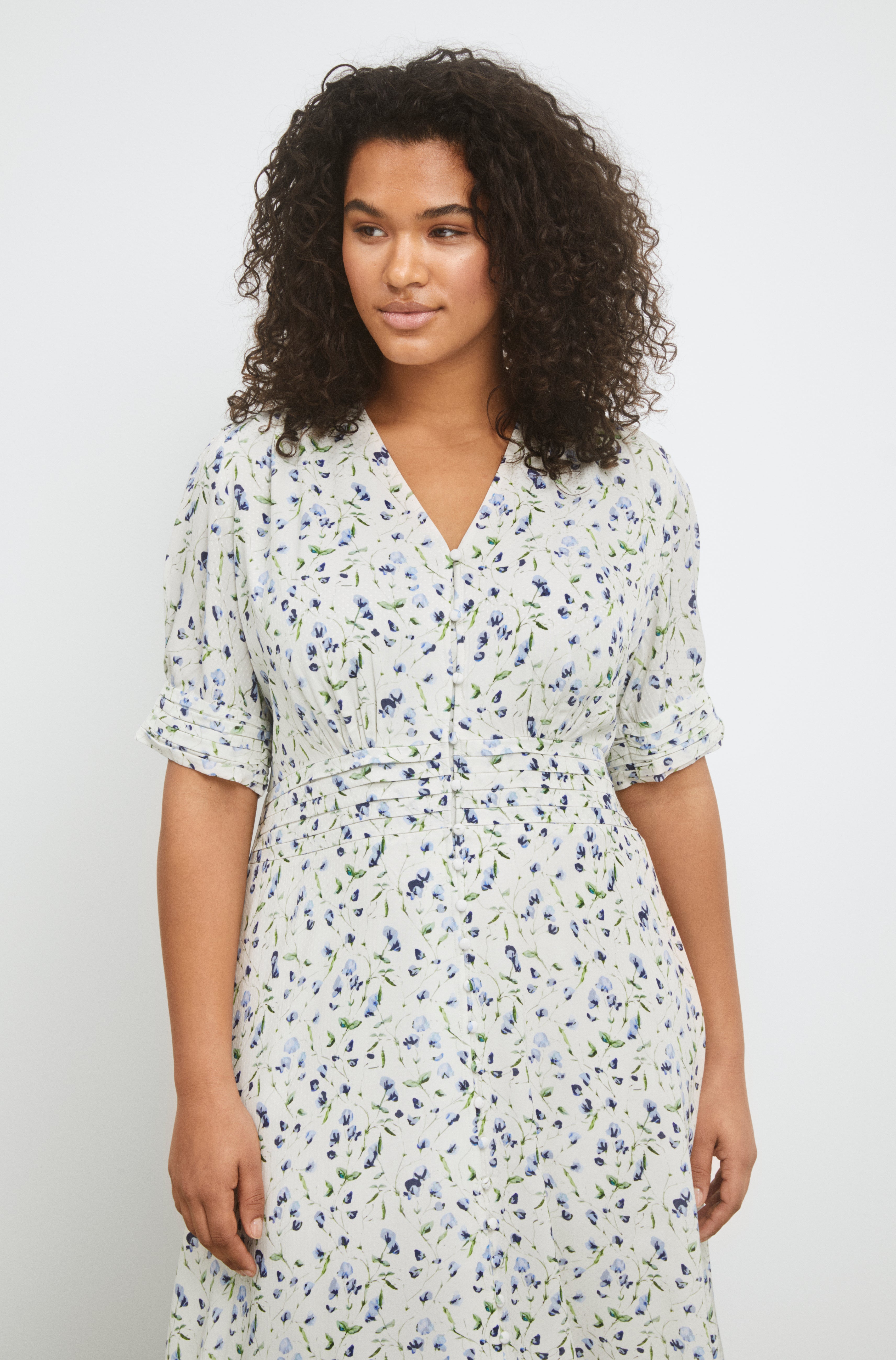 Athalia Dress - Blue Branch Print