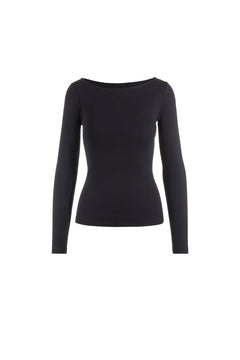 Petronella Rib Boatneck - Black