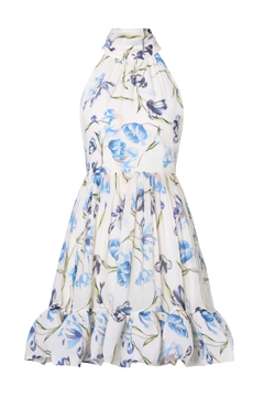 Fern Halterneck Ruffled Mini Dress - Tulip Blue