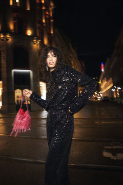 Jagger Sequin Trouser - Black
