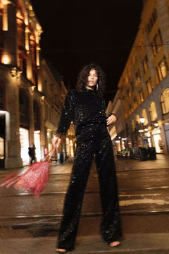 Jagger Sequin Trouser - Black