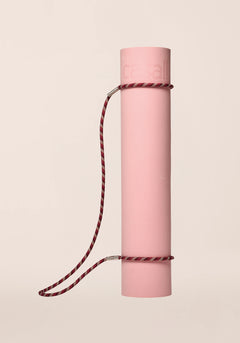Braided Yoga Mat Carry Strap - Raspberry/Beige
